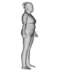 Fit3d black and white realistic body scan of a woman