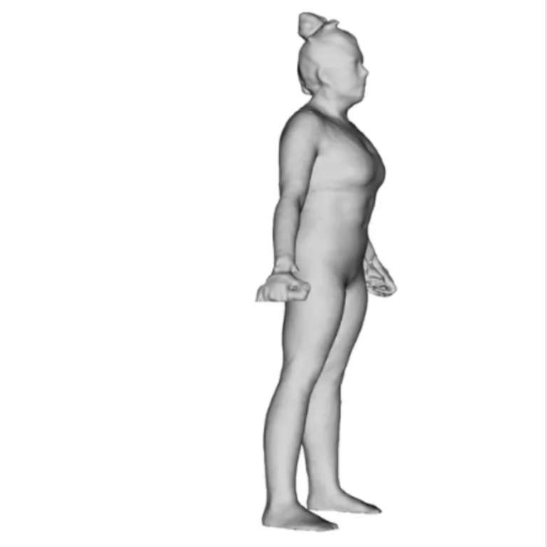 Fit3d black and white realistic body scan of a woman