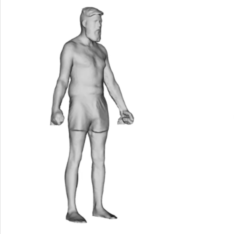 Fit3d black and white realistic body scan of a man